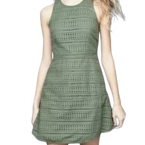GAP  Eyelet Sleeveless Cool Olive Fully Lined Cotton Dress Size:4